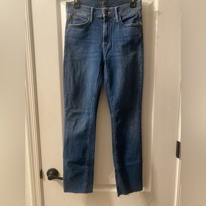 MOTHER Denim The Mid Rise Dazzler Dazzler Ankle Fray Jean